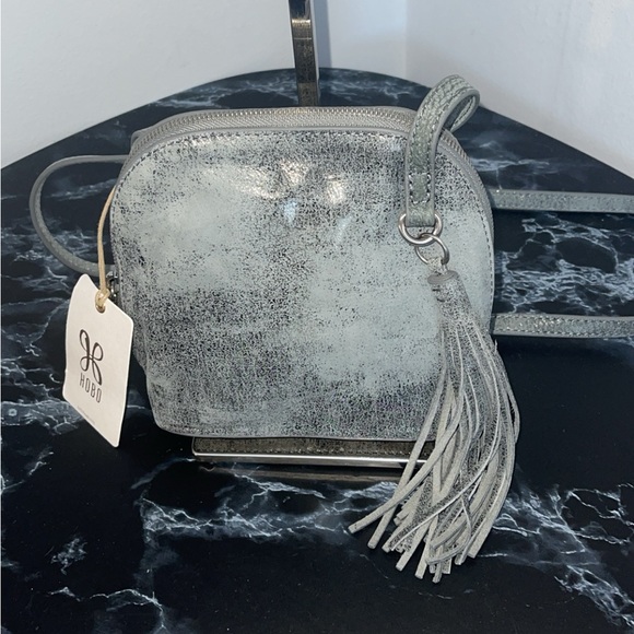 HOBO Handbag Nash Crossbody in Grey / Blue Buffed Hide Leather AUTHENTIC NWT - Picture 7 of 11